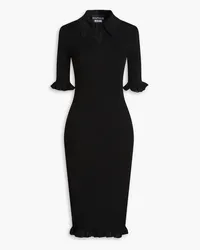 Moschino Ruffled ribbed wool midi dress - Black Black