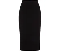 Ribbed-knit midi pencil skirt - Black