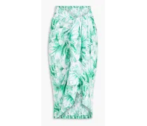 Floral-print voile pareo - Green