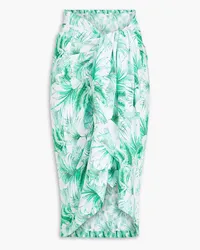 Melissa Odabash Floral-print voile pareo - Green Green