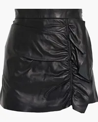 RED Valentino Skirt-effect ruffled leather shorts - Black Black