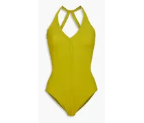 Cutout halterneck swimsuit - Green