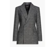 Double-breasted houndstooth tweed blazer - Gray