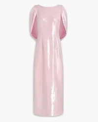 Huishan Zhang Alba cape-effect sequined crepe maxi dress - Pink Pink