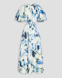 Aje. Capucine cutout floral-print linen-blend midi dress - Blue Blue