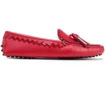 Patent-trimmed leather moccasins - Red