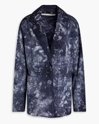 Raquel Allegra Tie-dyed cotton, modal and linen-blend twill blazer - Blue Blue