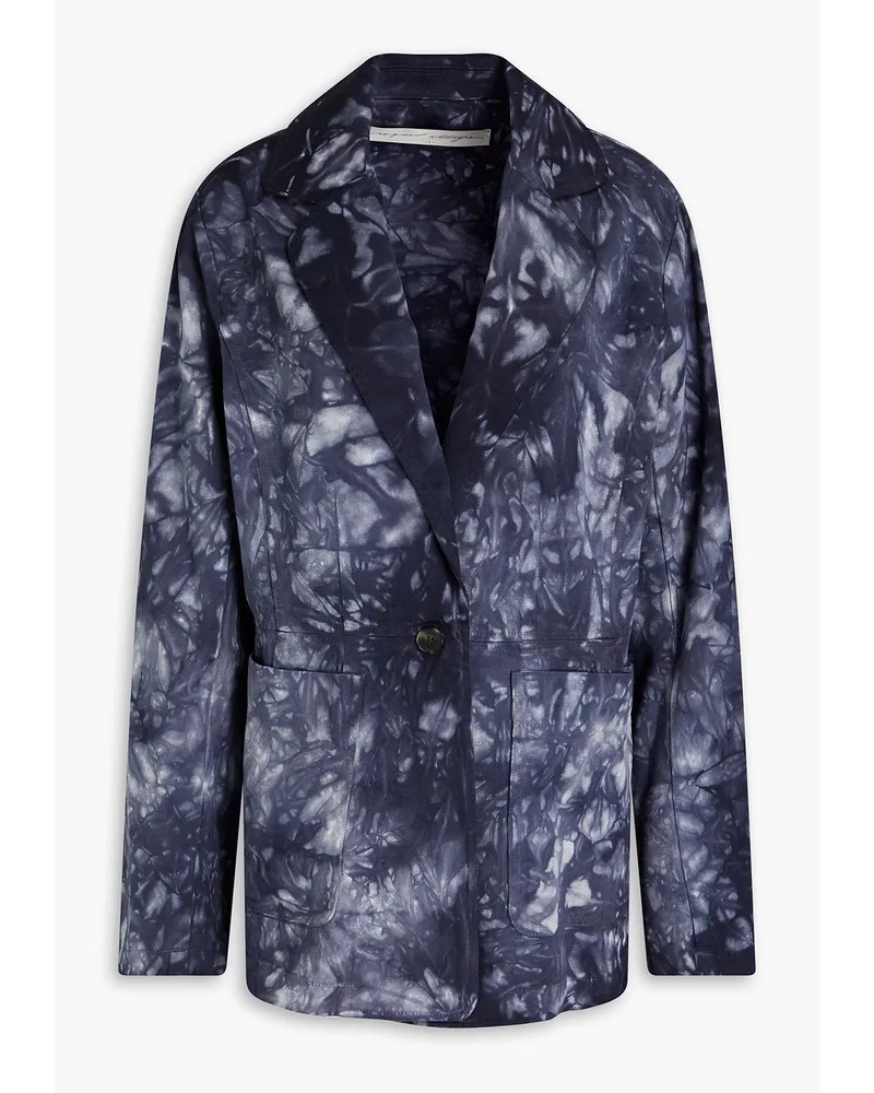 Raquel Allegra Tie-dyed cotton, modal and linen-blend twill blazer - Blue Blue