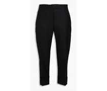 Cropped wool-twill straight-leg pants - Black