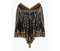 Embellished printed silk-chiffon kaftan - Black