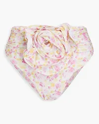 Magda Butrym Ruched floral-print high-rise bikini briefs - Pink Pink