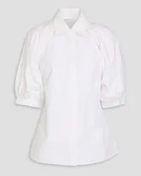 3.1 phillip lim Lattice-trimmed pleated cotton-blend poplin shirt - White White