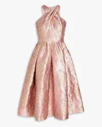 Huishan Zhang Metallic floral-brocade midi dress - Pink Pink