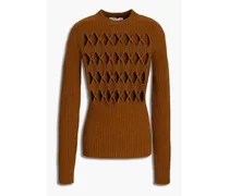 Cutout wool-blend sweater - Brown