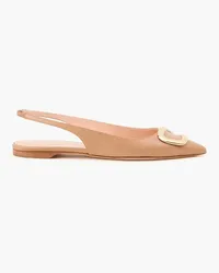 Rupert Sanderson Faro embellished leather slingback point-toe flats - Neutral Neutral