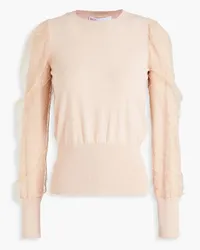 RED Valentino Point d'esprit-paneled stretch-knit sweater - Pink Pink