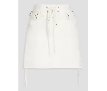Lace-up denim mini skirt - White