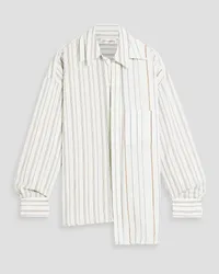 Victoria Beckham Layered striped crepe de chine shirt - Blue Blue