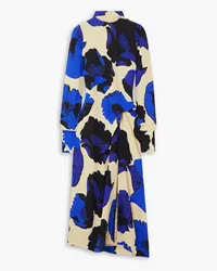 Dries van Noten Floral-print cloqué turtleneck midi dress - Blue Blue