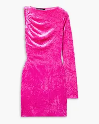 Versace One-shoulder open-back crushed-velvet mini dress - Pink Pink