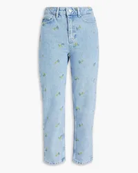 Claudie Pierlot Cropped faded high-rise slim-leg jeans - Blue Blue