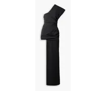 Calero one-shoulder draped twill mini dress - Black