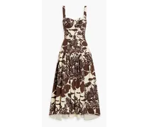 Drenica belted floral-print linen maxi dress - Brown