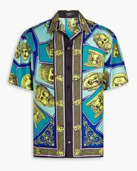 Versace Printed silk-twill shirt - Blue Blue