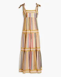 Zimmermann Gathered striped cotton midi dress - Yellow Yellow