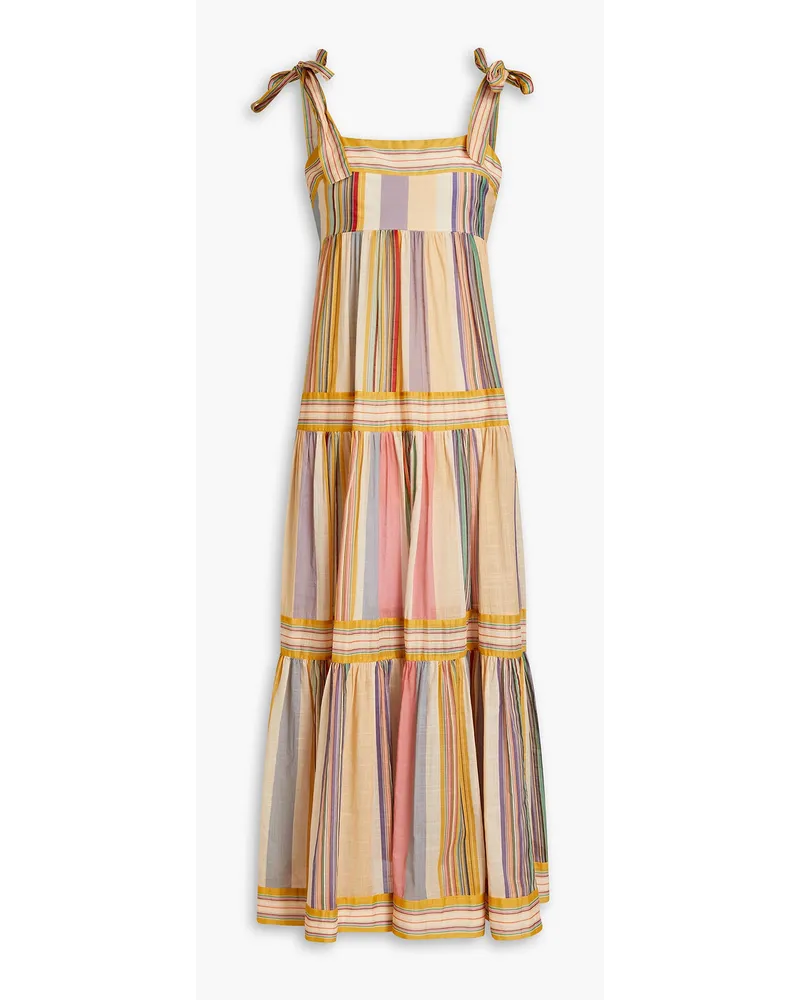 Zimmermann Gathered striped cotton midi dress - Yellow Yellow