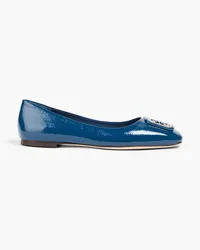 Tory Burch Georgia embellished patent-leather ballet flats - Blue Blue