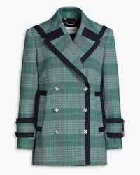 Zimmermann Double-breasted Prince of Wales checked tweed coat - Green Green