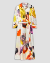 Jason Wu Belted printed satin-twill midi dress - White White