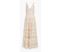 Tiered studded macramé gown - Neutral