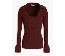 Ribbed-knit top - Burgundy