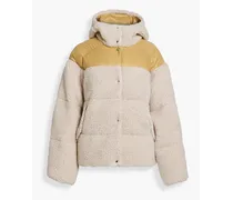 Joelle quilted faux shearling and shell hooded down jacket - White