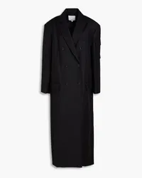 tibi Oversized double-breasted wool-twill coat - Black Black