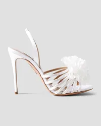 Aquazzura Love Carnation 105 appliquéd satin slingback sandals - White White