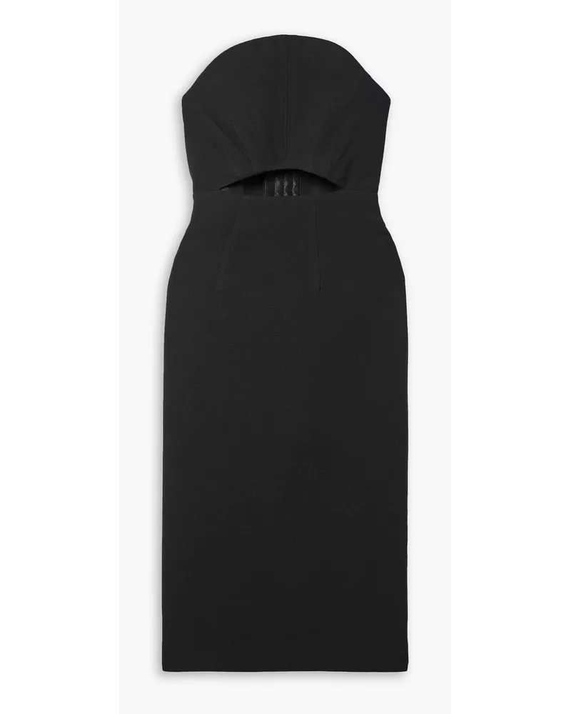 Roland Mouret Strapless cutout wool-crepe midi dress - Black Black