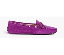 Bow-detailed suede loafers - Purple