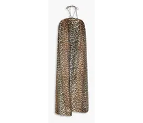 Leopard-print Tencel-blend voile midi dress - Animal print