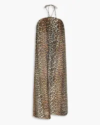 Ganni Leopard-print Tencel-blend voile midi dress - Animal print Animal