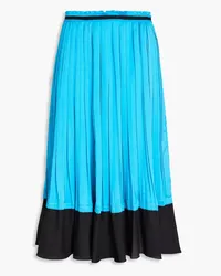 3.1 phillip lim Crepe-paneled pleated satin midi skirt - Blue Blue