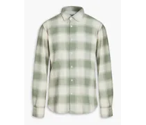 Giacomo checked cotton-flannel shirt - Green