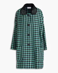 RED Valentino Embellished gingham wool-blend coat - Green Green