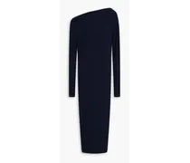 One-shoulder ribbed-knit midi dress - Blue