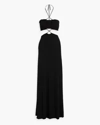 Halston Eva cutout jersey halterneck gown - Black Black