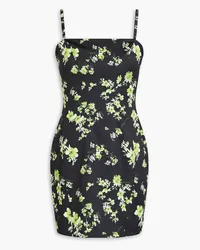 ROTATE Birger Christensen Floral-print satin-jersey mini dress - Black Black