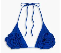 Appliquéd triangle bikini top - Blue