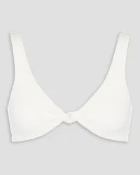 Melissa Odabash Hamptons knotted seersucker triangle bikini top - White White